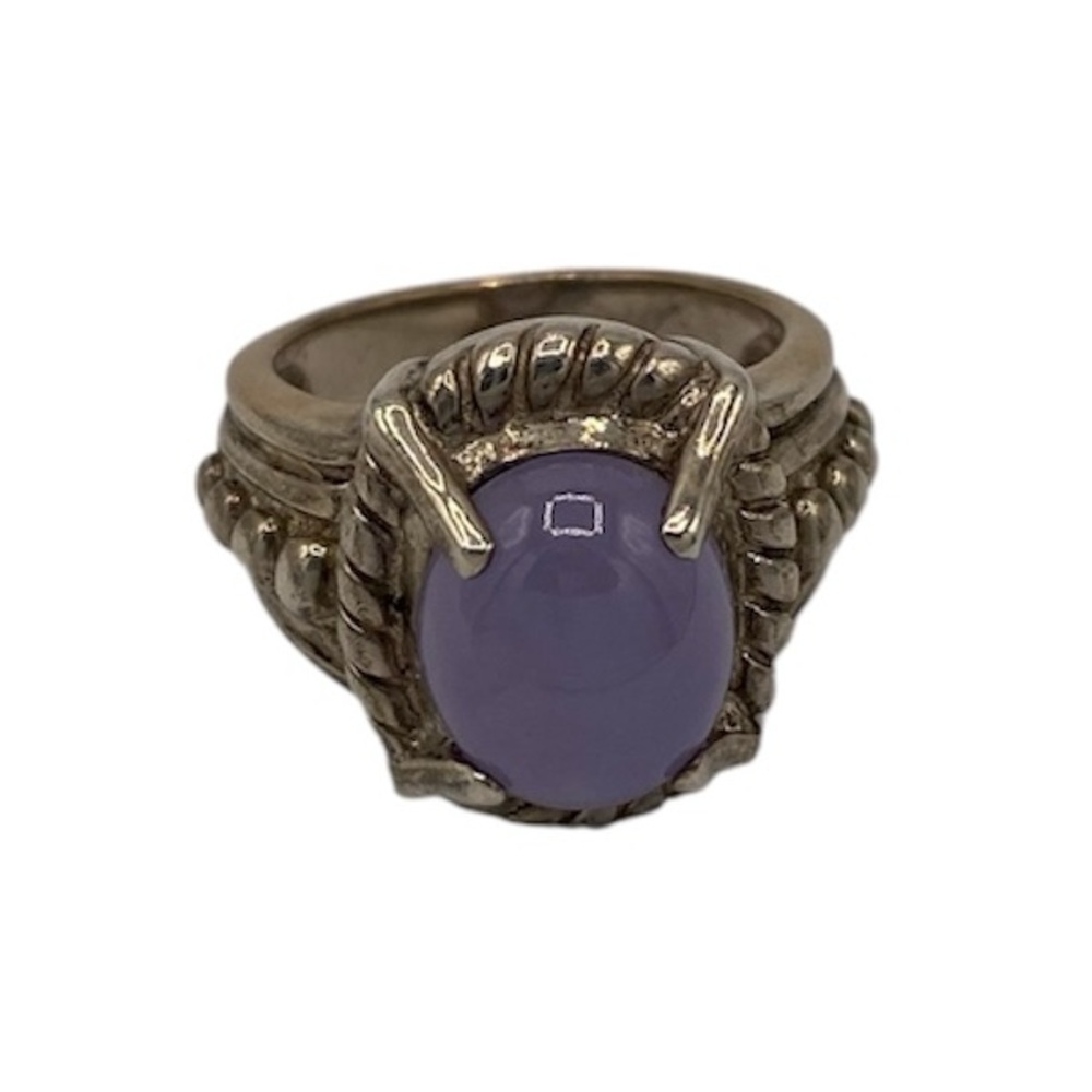 Retired JUDITH RIPKA Oval Lavender Jade Sterling Silver Ring 925 Size 6.75